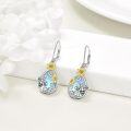 wholesale 925 Sterling Silver Sunflower & Bee Teardrop Moonstone Hypoallergenic Leverback Dangle Earrings for Women Gifts-0-2