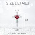 wholesale TOUPOP Garnet Cross Necklace For Women Sterling Silver January Birthstone Cross Pendant Necklace Heart Cross Christian Jewelry Birthday Christmas Gifts For Women Her -0-5