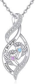 wholesale 925 Sterling Silver Infinity Angel Footprints Memorial Necklace for Women - Miscarriage & Infant Loss Gift for Mom-0-0