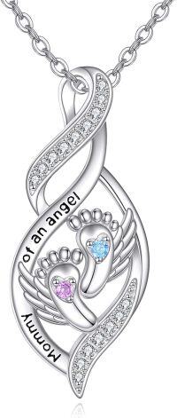 wholesale 925 Sterling Silver Infinity Angel Footprints Memorial Necklace for Women - Miscarriage & Infant Loss Gift for Mom-Miscarriage 2