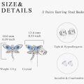 wholesale 925 Sterling Silver Dragonfly Blue Cubic Zirconia Stud Earrings For Women-0-2