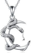 wholesale 925 Sterling Silver Snake Pendant Necklaces with Black Onyx Stones for Women s 48cm Chain Length-0-0