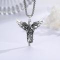 wholesale 925 Sterling Silver St Christopher Protect Us Onyx Pendant Necklace with 24 Rolo Chain-0-2