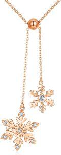 wholesale Rose Gold 925 Sterling Silver CZ Snowflake Earrings & Necklace Set - Winter s for Her-0-0