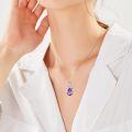 wholesale 925 Sterling Silver Amethyst Teardrop Pendant Necklace With Leaf Design-0-1