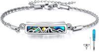 wholesale 925 Sterling Silver Abalone Shell Mountain Scene Urn Keepsake Bracelet with Funnel and Fill Tool Set-Mountain