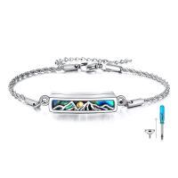 wholesale 925 Sterling Silver Abalone Shell Mountain Scene Urn Keepsake Bracelet with Funnel and Fill Tool Set-Mountain