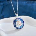 wholesale 925 Sterling Silver Blue Crystal Angel Sisters Pendant Necklaces for Women Girlfriends Gifts Birthdays Xmas Presents-0-5