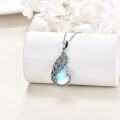 wholesale 925 Sterling Silver Moonstone Peacock Feather Pendant Necklace for Women-0-2