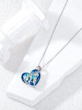 wholesale 925 Sterling Silver Blue Crystal Heart Pendant Necklace Gift for Sisters and Besties-0-4