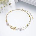 wholesale 14k Gold Infinity Pearl Double Layer Chain Anklet For Women-0-2