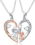wholesale 925 Sterling Silver Elephant Heart Mother Daughter Necklaces Set with Cubic Zirconia Pendants for Women Girls Gifts-0-0