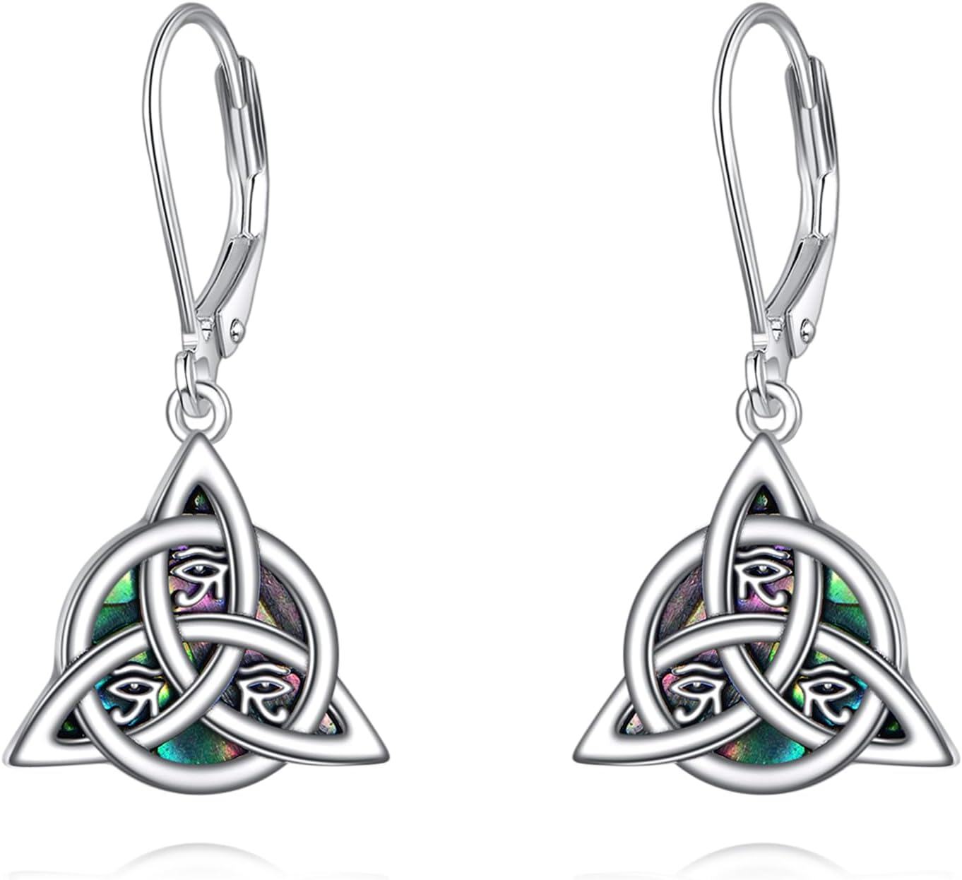 Sterling Silver Celtic Knot Heart Dangle Earrings for Women Gifts-eye of horus necklace