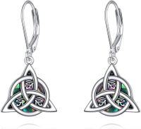 wholesale 925 Sterling Silver Triquetra Trinity Knot Abalone Shell Drop Earrings Gift for Her-eye of horus necklace