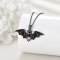 wholesale 925 Sterling Silver Gothic Bat with Garnet Stone Pendant Necklace-0-3