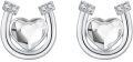 wholesale 925 Sterling Silver Heart-Shaped Crystal Horseshoe Stud Earrings-0-0