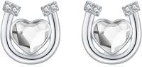 wholesale 925 Sterling Silver Heart-Shaped Crystal Horseshoe Stud Earrings-Silver