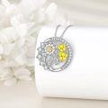 wholesale 925 Sterling Silver CZ Daisy & Yellow Heart Pendant Necklace for Women-0-3