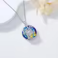 TOUPOP Sterling Silver Crystal Tree Of Life Chicken Duck Goose Necklace-0-4