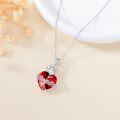 wholesale 925 Sterling Silver Red Crystal Heart with Crown of Thorns Cross Necklace-0-1