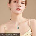 wholesale 925 Sterling Silver Pendant w/Green Jade & CZs - Floral Design Necklaces Gift Ideas for Her-0-1