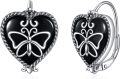 wholesale 925 Sterling Silver Metal Black Agate Celtic Butterfly Rose Heart Dangle Drop Earrings Gothic s for Women Girls-0-0