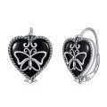 wholesale 925 Sterling Silver Black Onyx Heart Butterfly Drop Earrings For Women-0-0