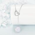 wholesale 925 Sterling Silver Heart Lasso Necklace with Volleyball Charm and Cubic Zirconia Accents for Women-0-1