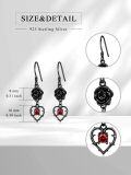 wholesale 925 Sterling Silver Gothic Witch's Heart Red Crystal Drop Earrings - Halloween s for Her-0-4