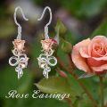 wholesale 925 Sterling Silver Snake & Flower Drop Earrings for Women Girls-0-1