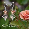 wholesale 925 Sterling Silver Snake & Flower Drop Earrings for Women Girls-0-1