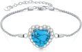 wholesale  Sterling Silver Genuine Heart Turquoise Bracelet Jewelry Gift for Women ( )-0-0