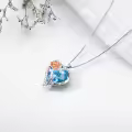 TOUPOP Sterling Silver Crystal Rose Flower Heart Pendant Necklace-0-2