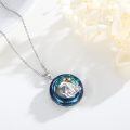 wholesale 925 Sterling Silver Polar Bear Family with Stars Blue Crystal Pendant Necklace for Women and Girls Gifts-0-5