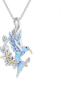 wholesale 925 Sterling Silver Animal Pendant Necklace Cute Jewelry Gift for Women-Hummingbird