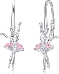 wholesale 925 Sterling Silver Birthstone Crystal Ballerina Earrings for Women-Ballet Earrings-B