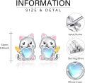 wholesale 925 Sterling Silver Moonstone Cat Heart Angel Wings Stud Earrings for Women Gift-0-5