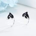 wholesale 925 Sterling Silver Killer Whale Ear Cuffs for Women - Black & White Ocean  Set-0-3