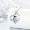 wholesale 925 Sterling Silver Heart-Shaped Blue Enamel Owl Pendant Necklace - Never Give Up Inspiration s for Women-0-4