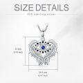 wholesale TOUPOP Evil Eye Necklace For Women Sterling Silver Angel Wings Pendant With September Birthstone Blue Sapphire Amulet Jewelry Gifts For Her -0-3