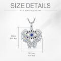 TOUPOP Sterling Silver Blue Sapphire Evil Eye Angel Wings Pendant Necklace-0-3