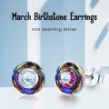 wholesale 925 Sterling Silver Austria Crystal Circle Stud Earrings for Women Girls Sensitive Ears Gifts-0-1