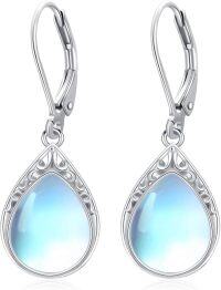 wholesale Sterling Silver Celtic Filigree Teardrop Leverback Earrings for Women Mom Gift-Moonstone
