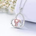 TOUPOP Stainless Steel Crystal Horse Heart Pendant Necklace-0-2