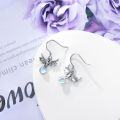 wholesale 925 Sterling Silver Hypoallergenic Dragonfly Drop Earrings with Moonstone Gemstones-0-2
