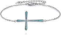 wholesale 925 Sterling Silver Turquoise Cross Charm Bracelet for Women-Cross Bracelet