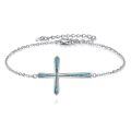wholesale 925 Sterling Silver Turquoise Cross Charm Bracelet for Women-0-0
