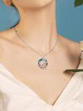 wholesale 925 Sterling Silver Sisters Pendant with Blue Crystal and Rose Design - Best Friend s for Sis-0-1