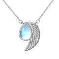 wholesale 925 Sterling Silver Angel Wing Necklace Wholesale With Moonstone Pendant-0-0