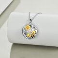 wholesale 925 Sterling Silver Locket Necklace with Gold Daisy and Bee Charm Pendant for Women-0-2